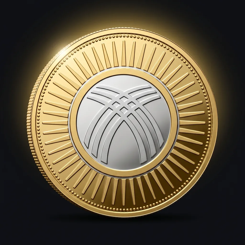 Tunduk icon: a silver centre with the crossed arcs of a yurt roof, ringed by gold rays